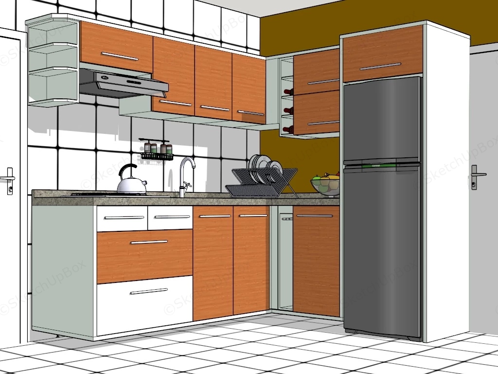 Small Corner Kitchen Idea sketchup model preview - SketchupBox