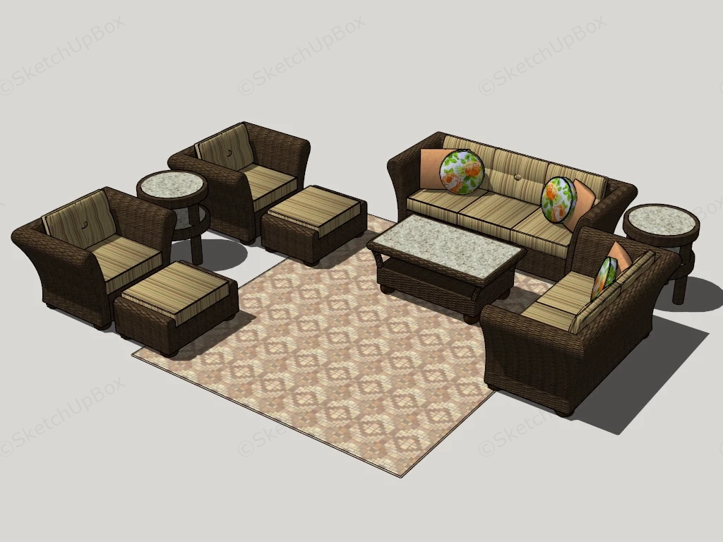 Outdoor Patio Furniture Sofa Set sketchup model preview - SketchupBox