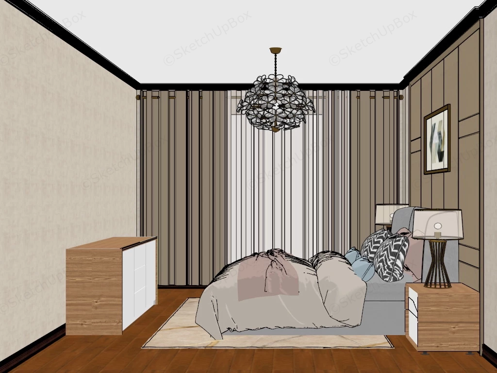 Cream Bedroom Decor sketchup model preview - SketchupBox