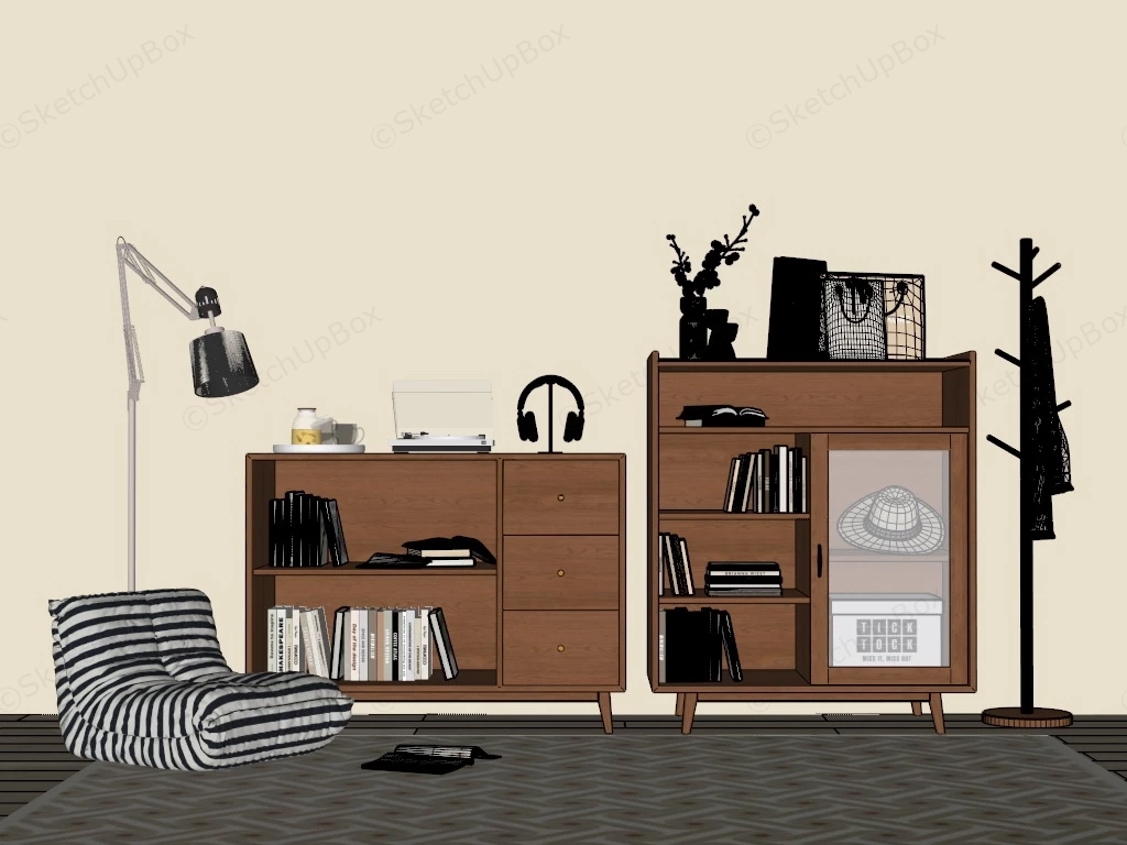 Modern Wood Bookcases sketchup model preview - SketchupBox