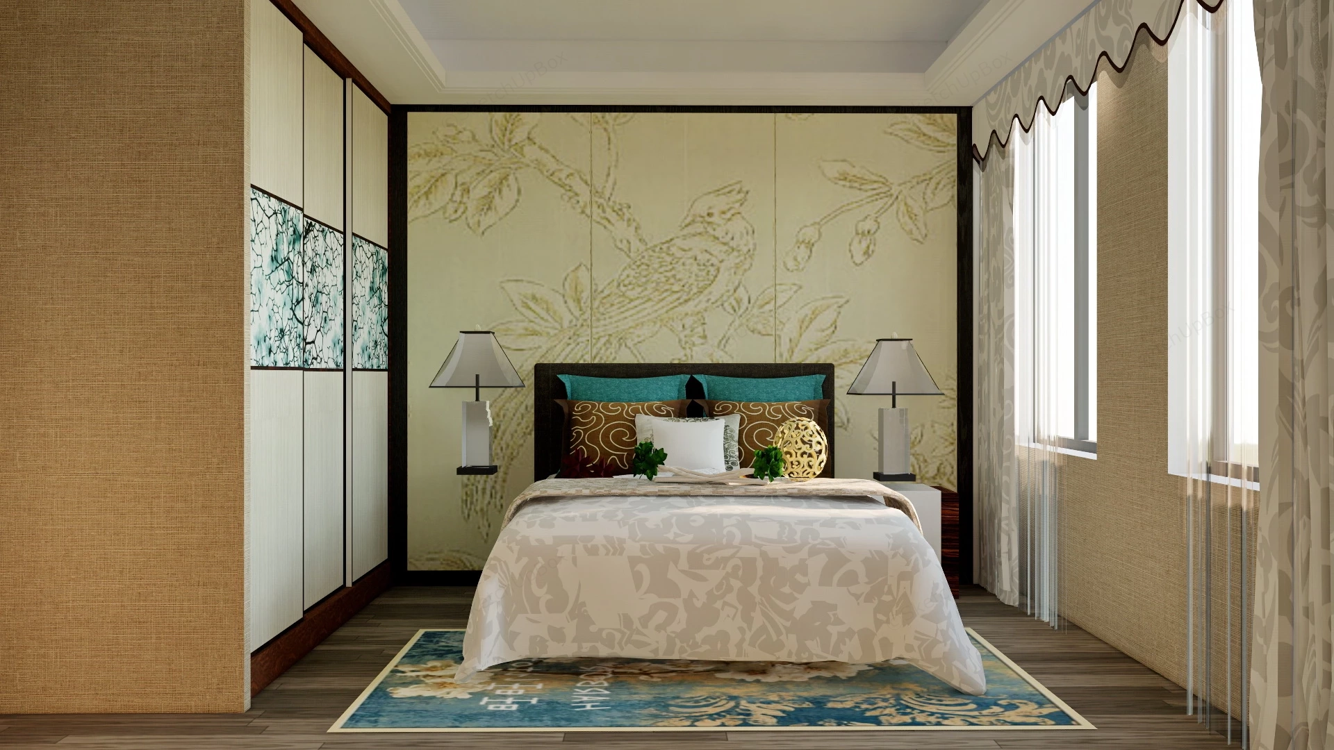 Traditional Bedroom Decor Idea sketchup model preview - SketchupBox
