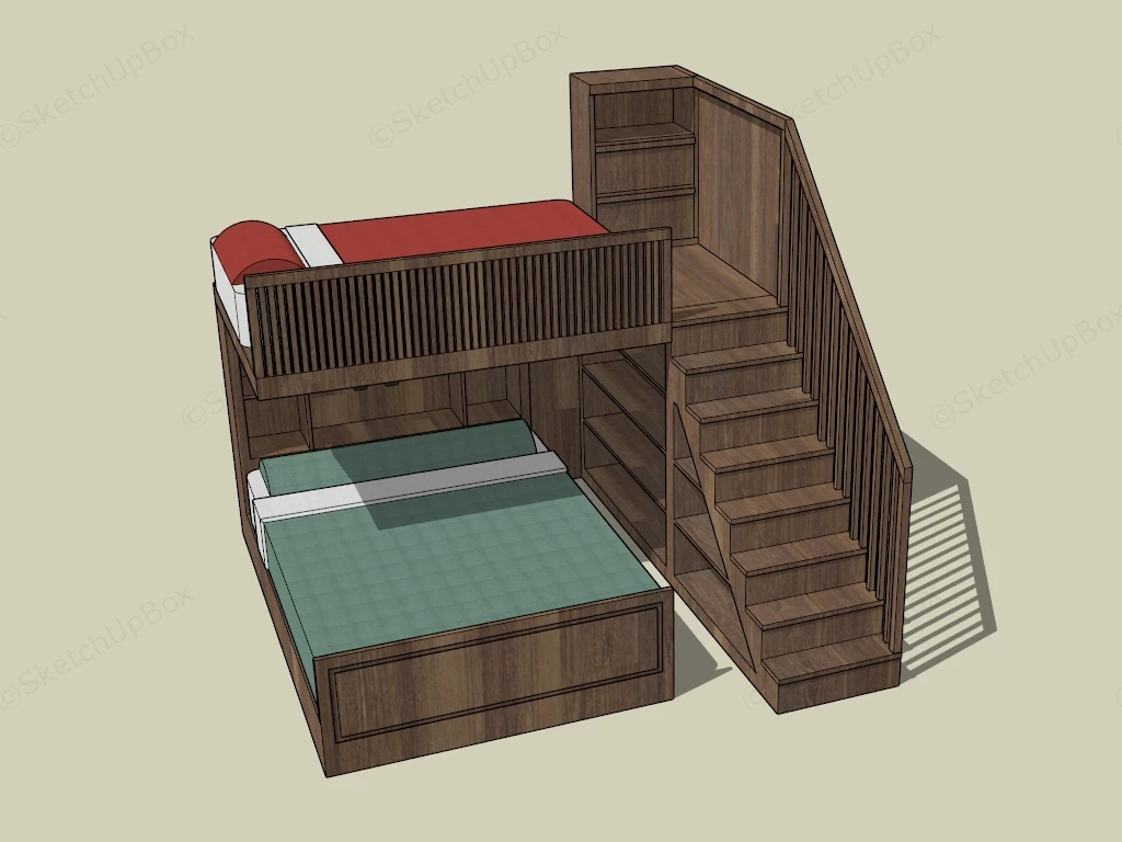 Wooden Bunk Beds sketchup model preview - SketchupBox