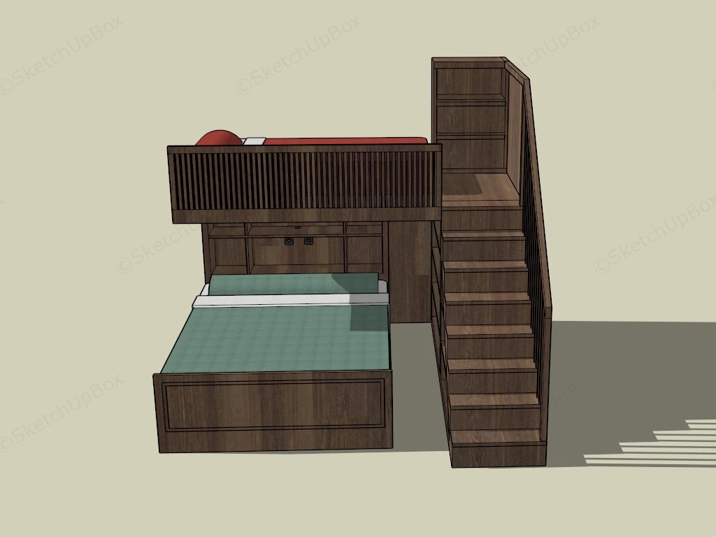 Wooden Bunk Beds sketchup model preview - SketchupBox