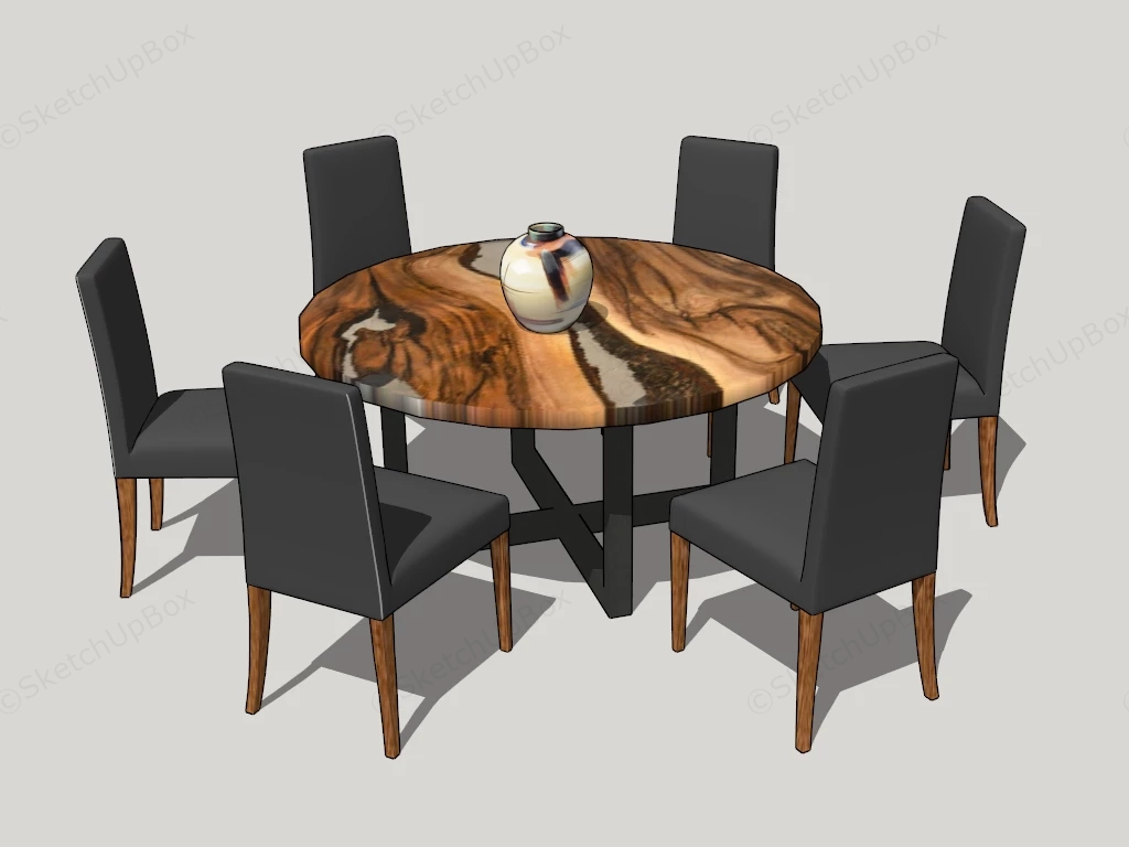 Round Dining Table Set sketchup model preview - SketchupBox