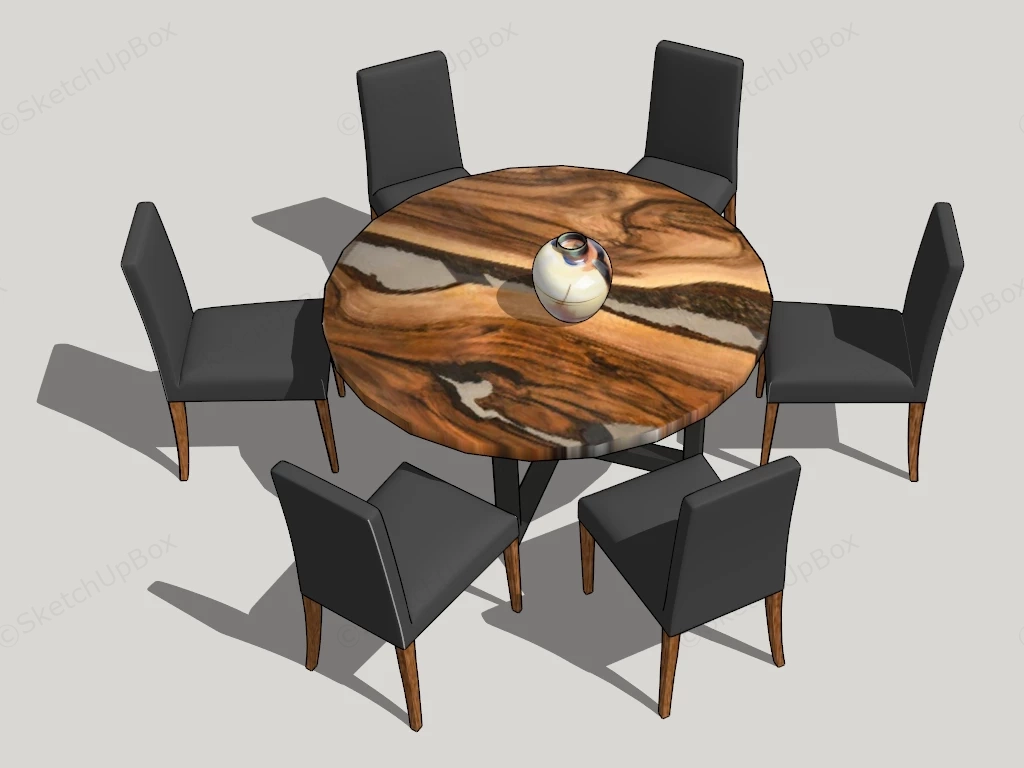 Round Dining Table Set sketchup model preview - SketchupBox