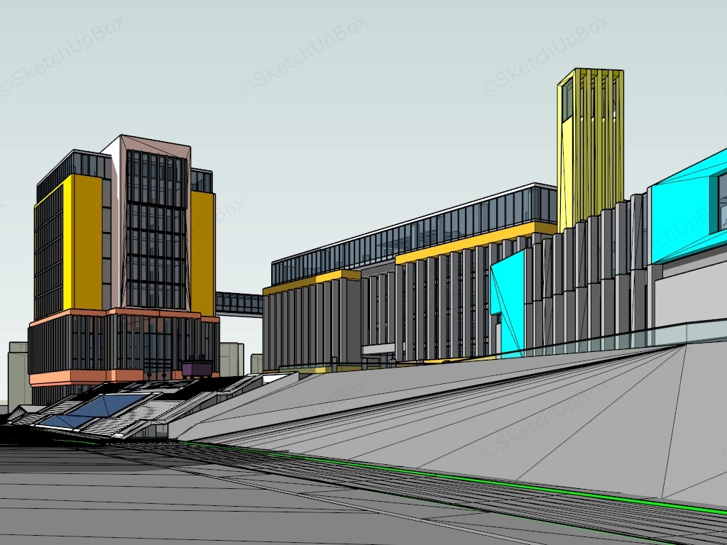 Modern Colorful Office Buildings sketchup model preview - SketchupBox