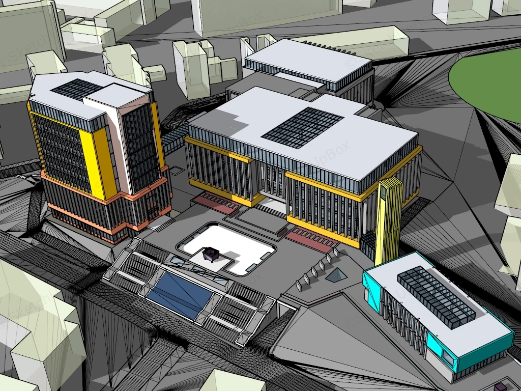 Modern Colorful Office Buildings sketchup model preview - SketchupBox