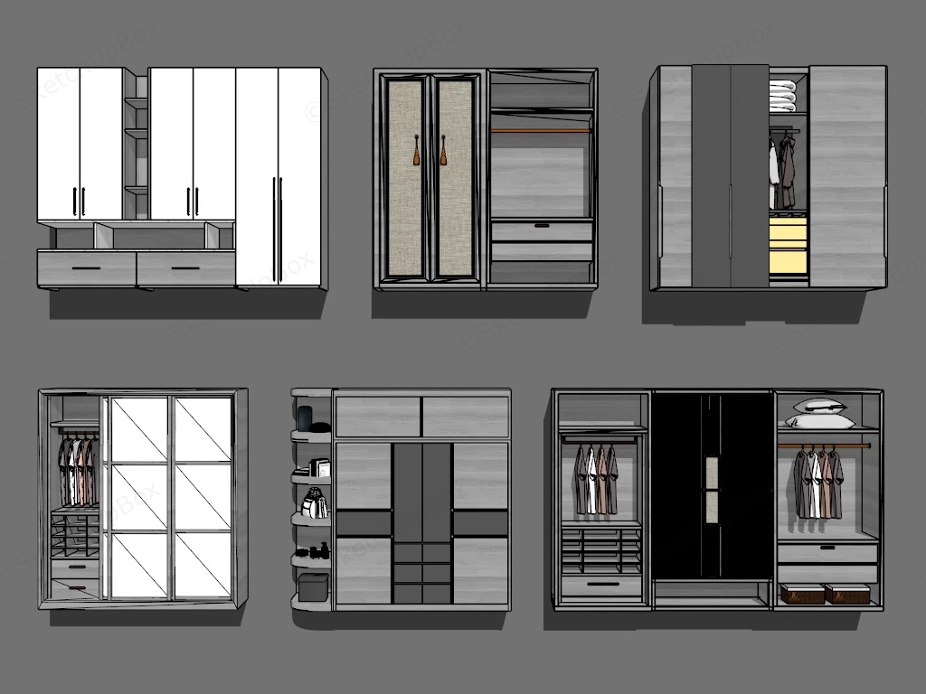 Wardrobe Design Collection sketchup model preview - SketchupBox
