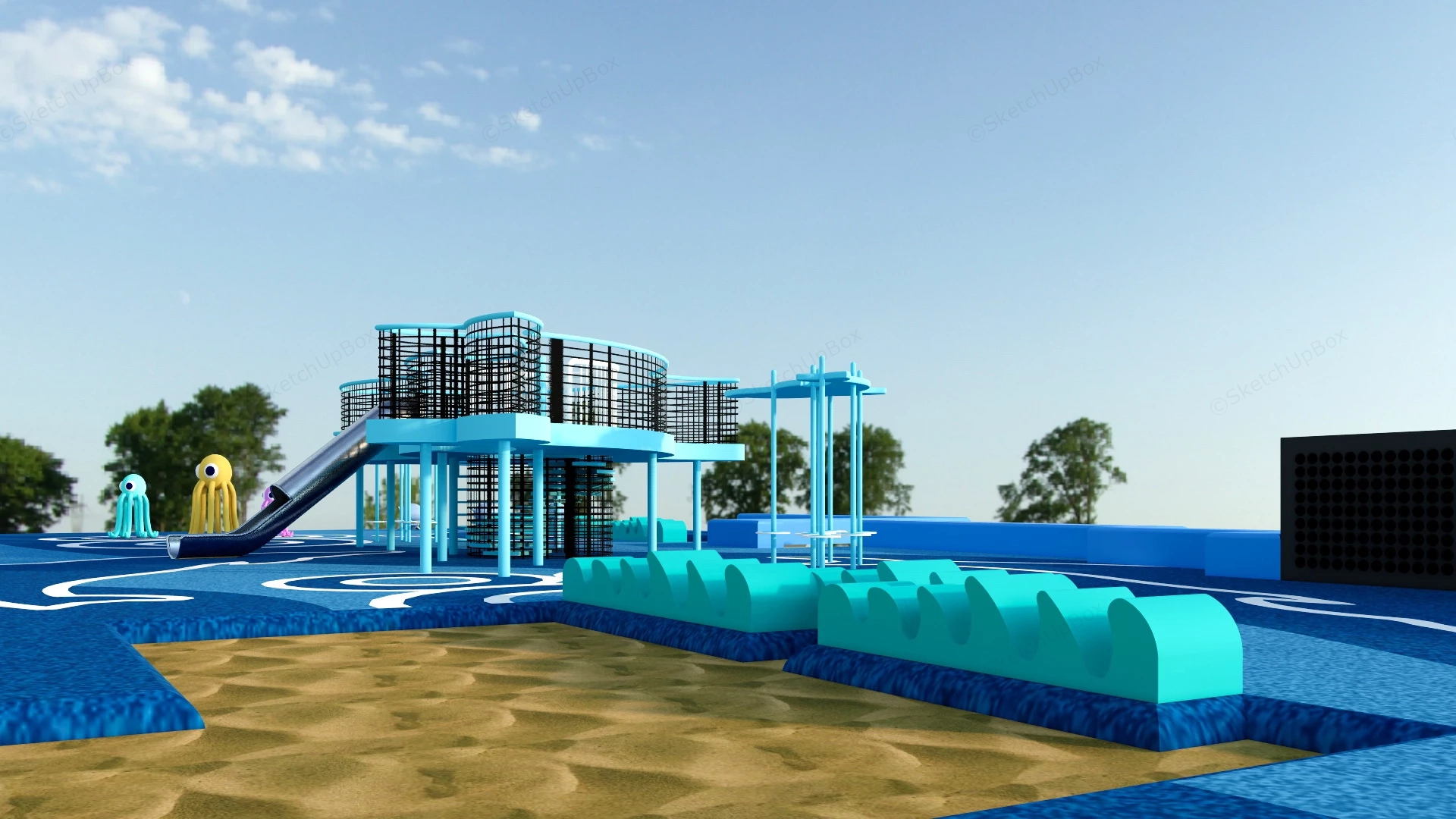 Marine Themed Playground sketchup model preview - SketchupBox
