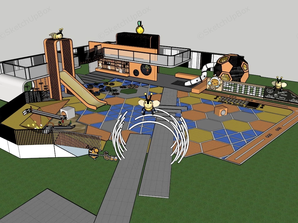 Honey Bee Themed Playground sketchup model preview - SketchupBox