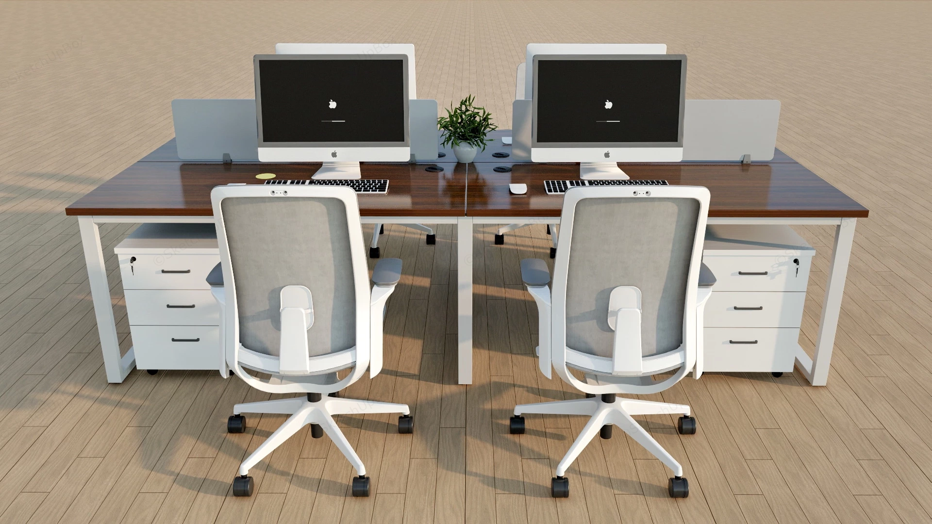 Office Desk Workstations sketchup model preview - SketchupBox