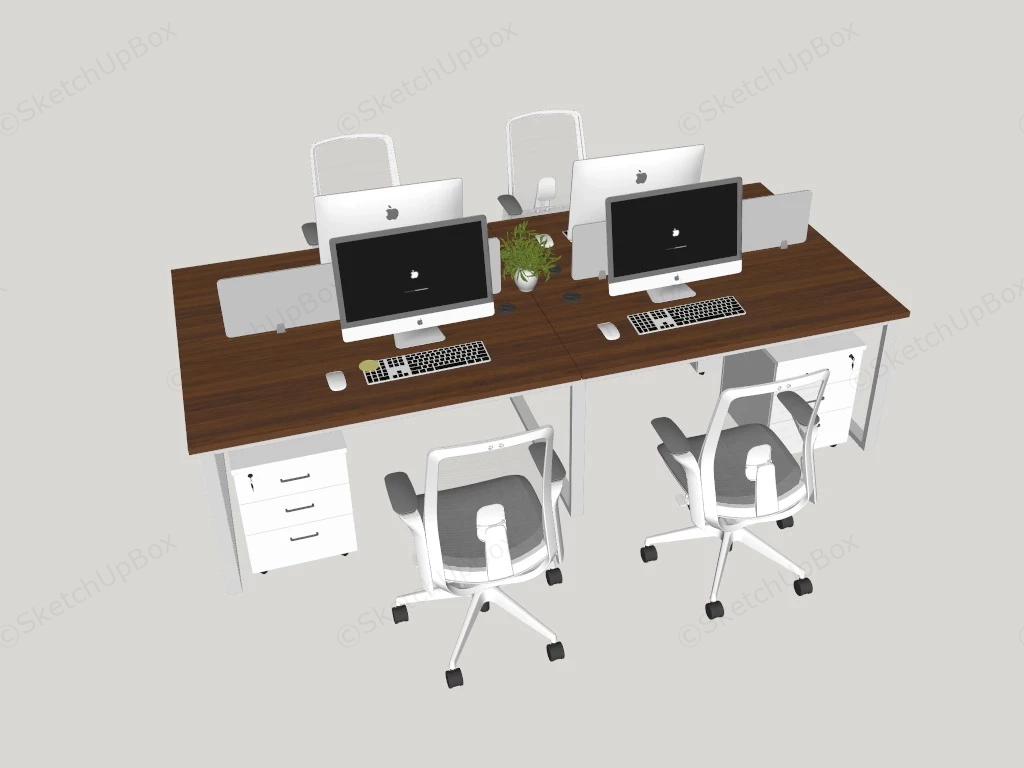 Office Desk Workstations sketchup model preview - SketchupBox