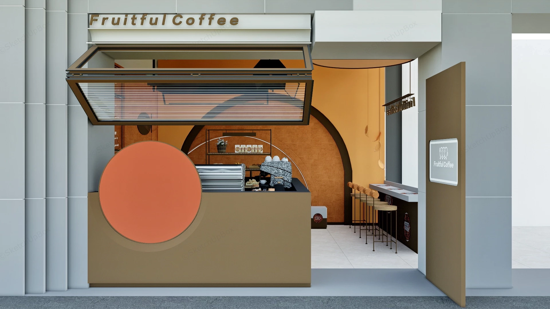 Small Coffee Shop Design sketchup model preview - SketchupBox