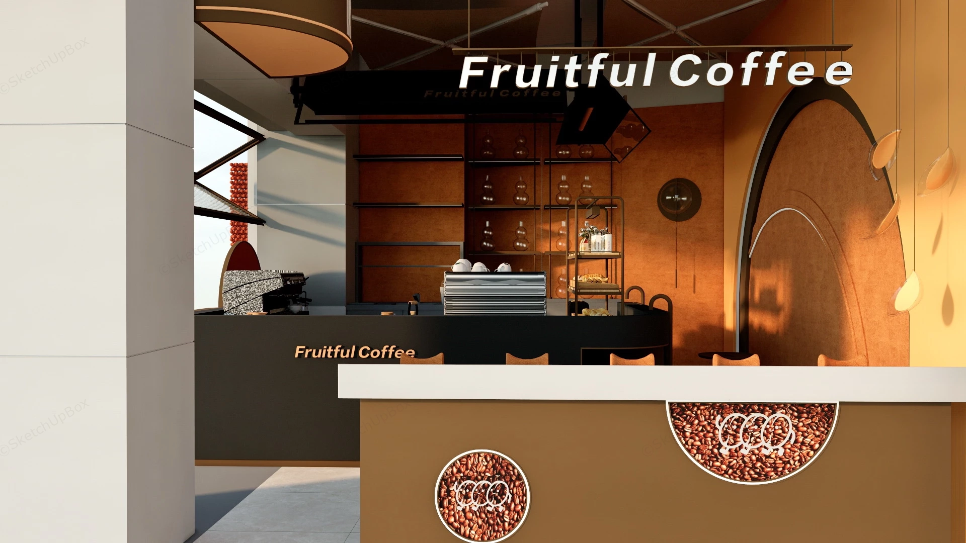 Small Coffee Shop Design sketchup model preview - SketchupBox