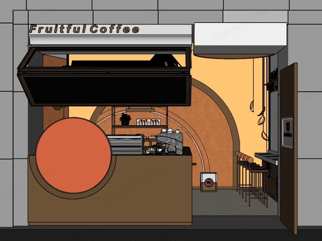 Small Coffee Shop Design sketchup model preview - SketchupBox