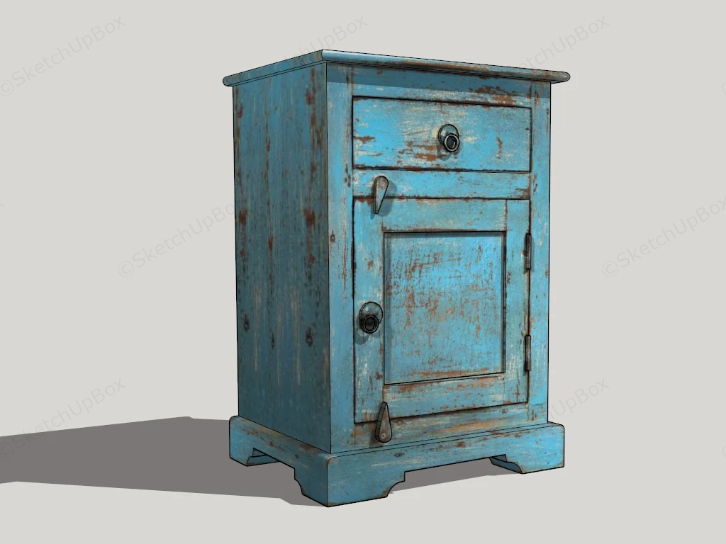 Vintage Blue Nightstand sketchup model preview - SketchupBox