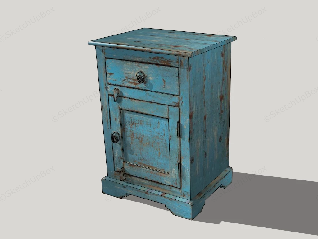 Vintage Blue Nightstand sketchup model preview - SketchupBox
