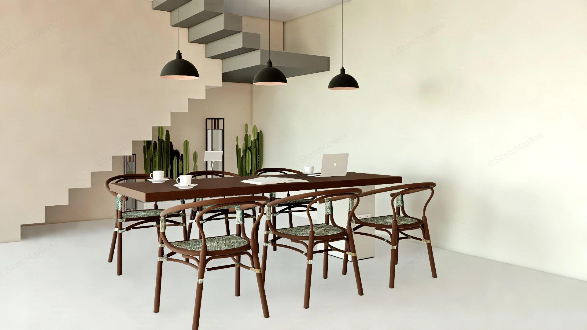 Wabi Sabi Dining Room Design sketchup model preview - SketchupBox