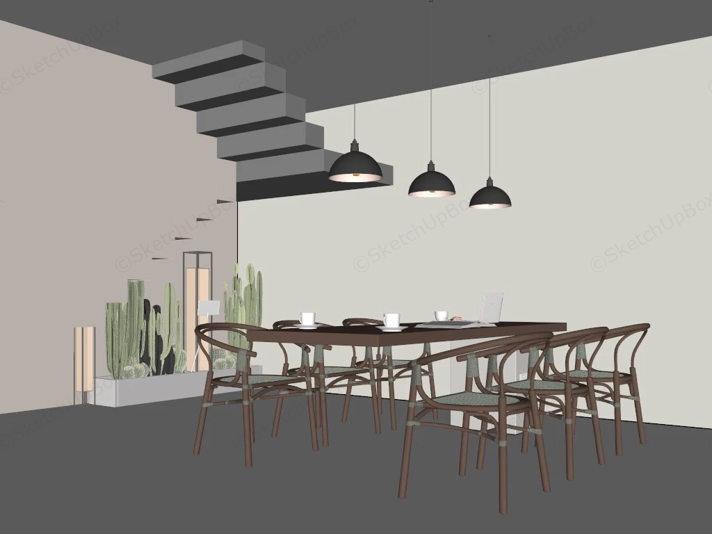 Wabi Sabi Dining Room Design sketchup model preview - SketchupBox