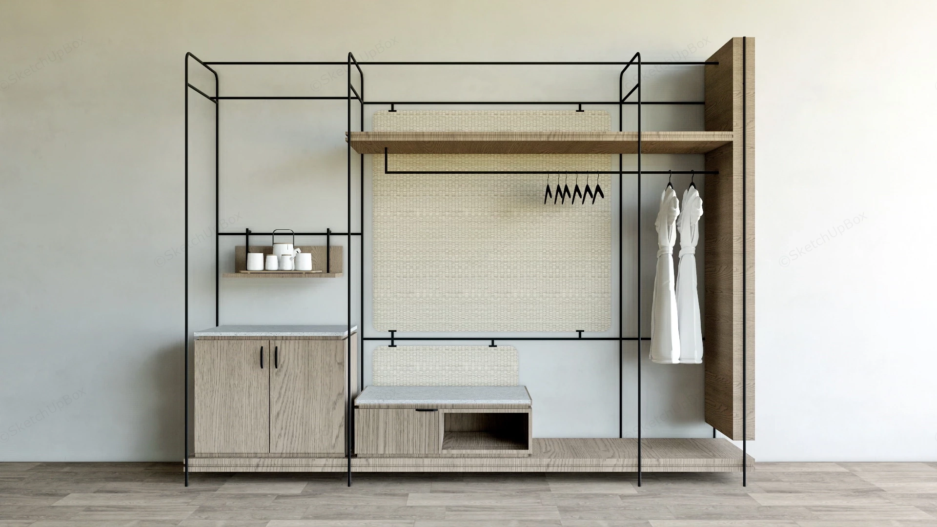 Industrial Open Wardrobe sketchup model preview - SketchupBox