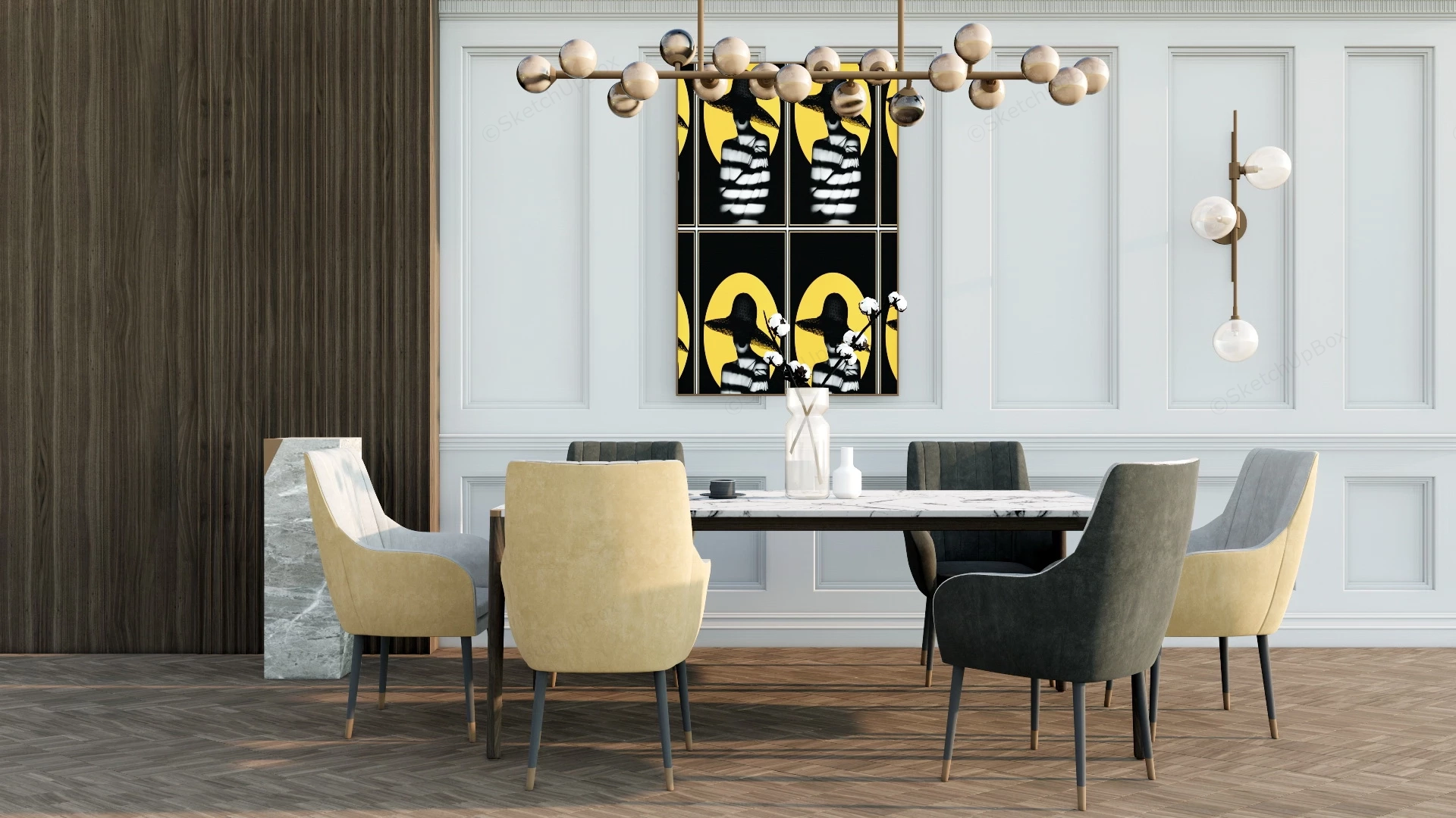 Elegant Dining Room Decor sketchup model preview - SketchupBox