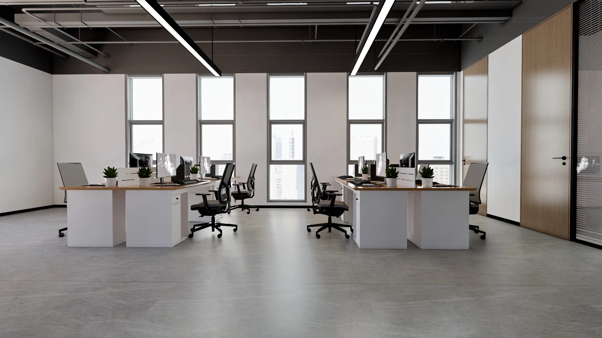 Modern Office Design sketchup model preview - SketchupBox
