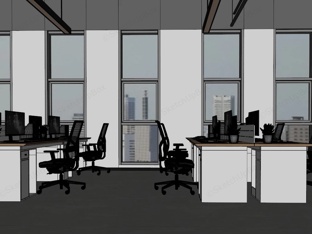 Modern Office Design sketchup model preview - SketchupBox