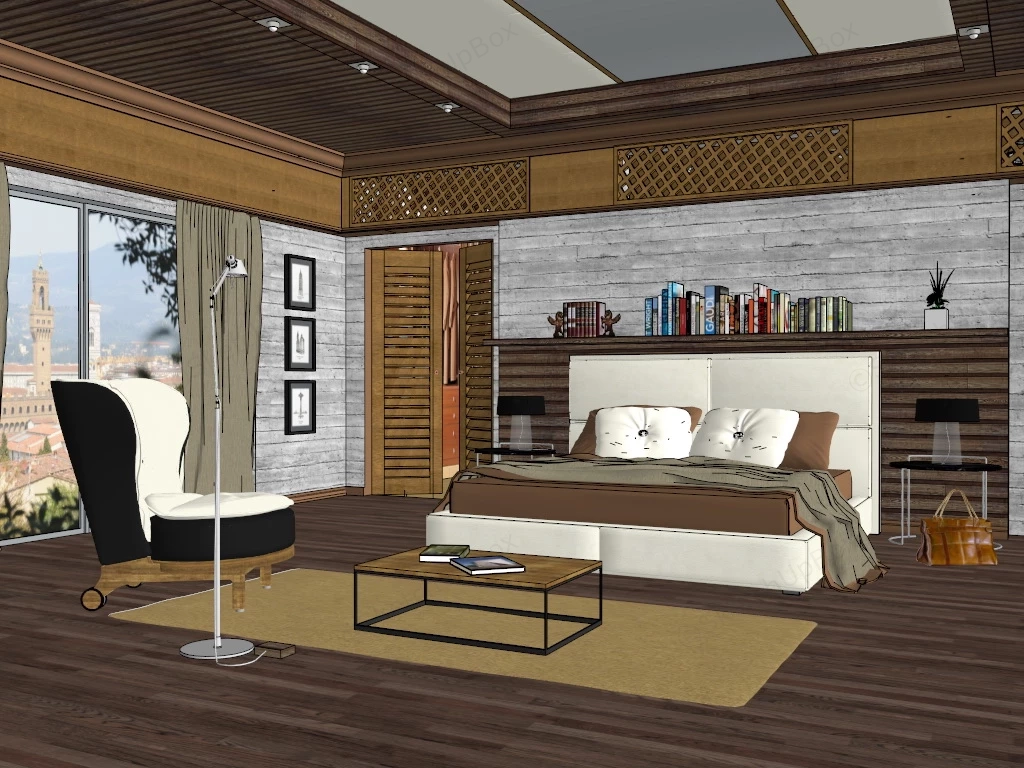 Vintage Bedroom Decor sketchup model preview - SketchupBox