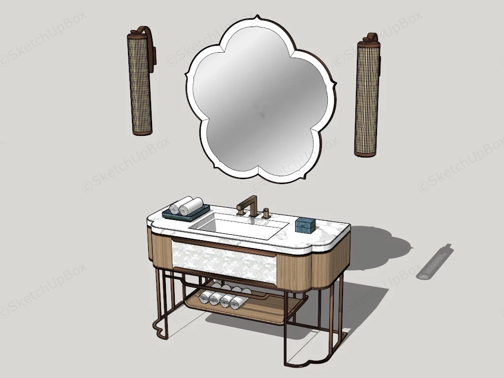 Mid Century Modern Bathroom Vanity sketchup model preview - SketchupBox