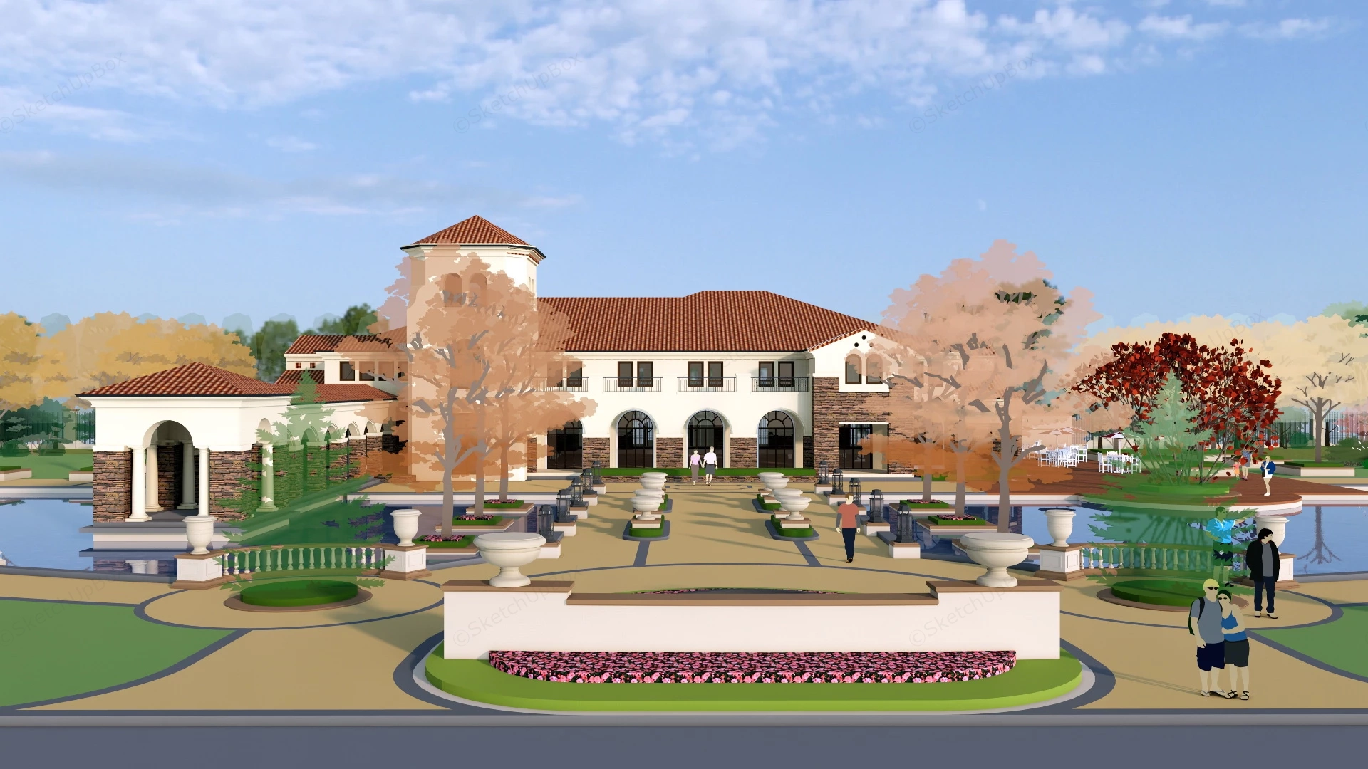Small Tuscan Manor sketchup model preview - SketchupBox