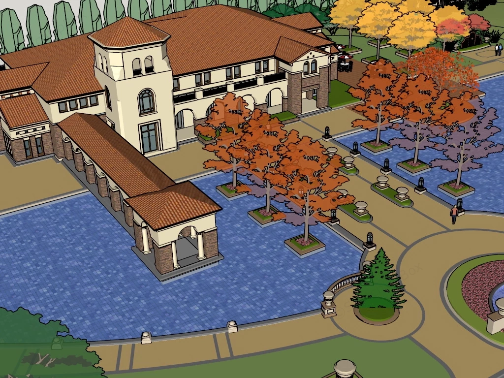 Small Tuscan Manor sketchup model preview - SketchupBox