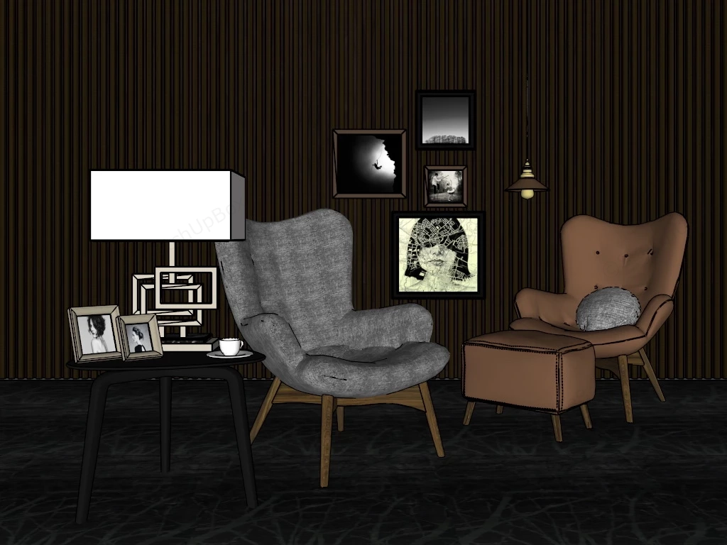 Accent Armchair Set sketchup model preview - SketchupBox