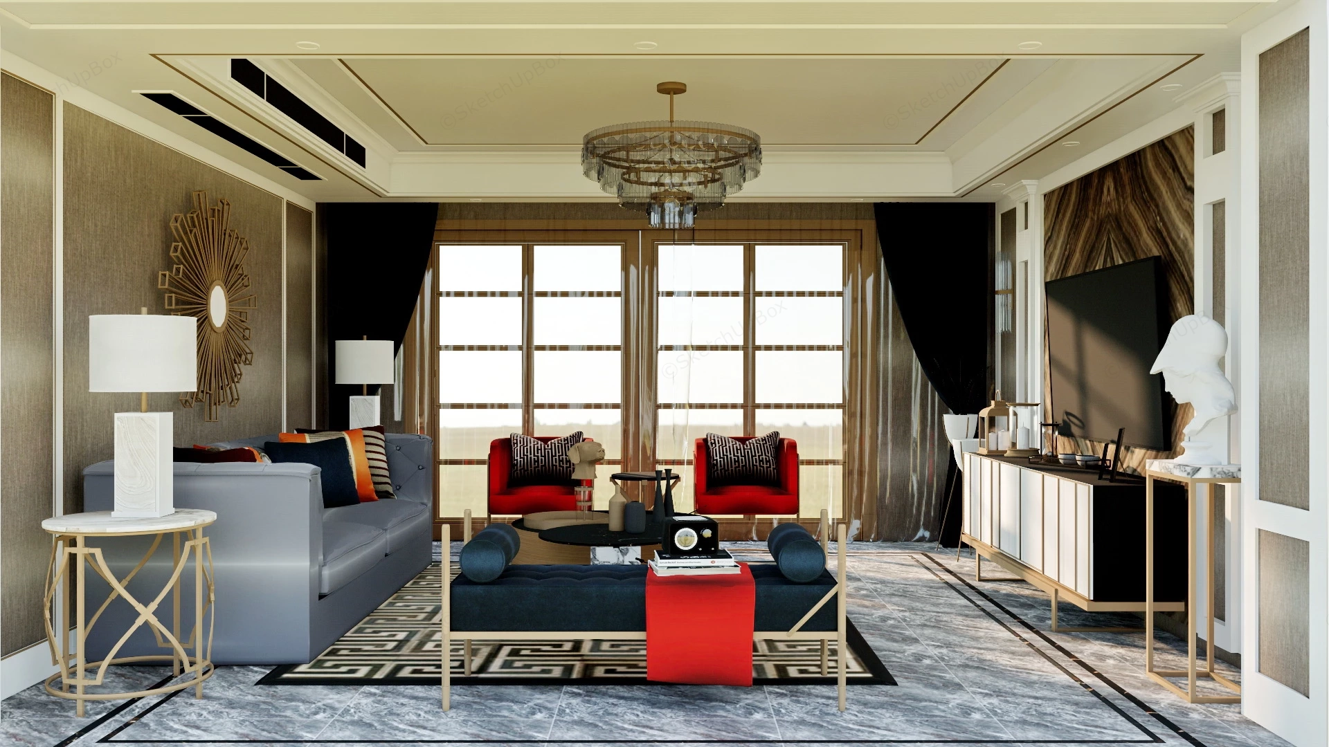 Luxury Living Room Design sketchup model preview - SketchupBox