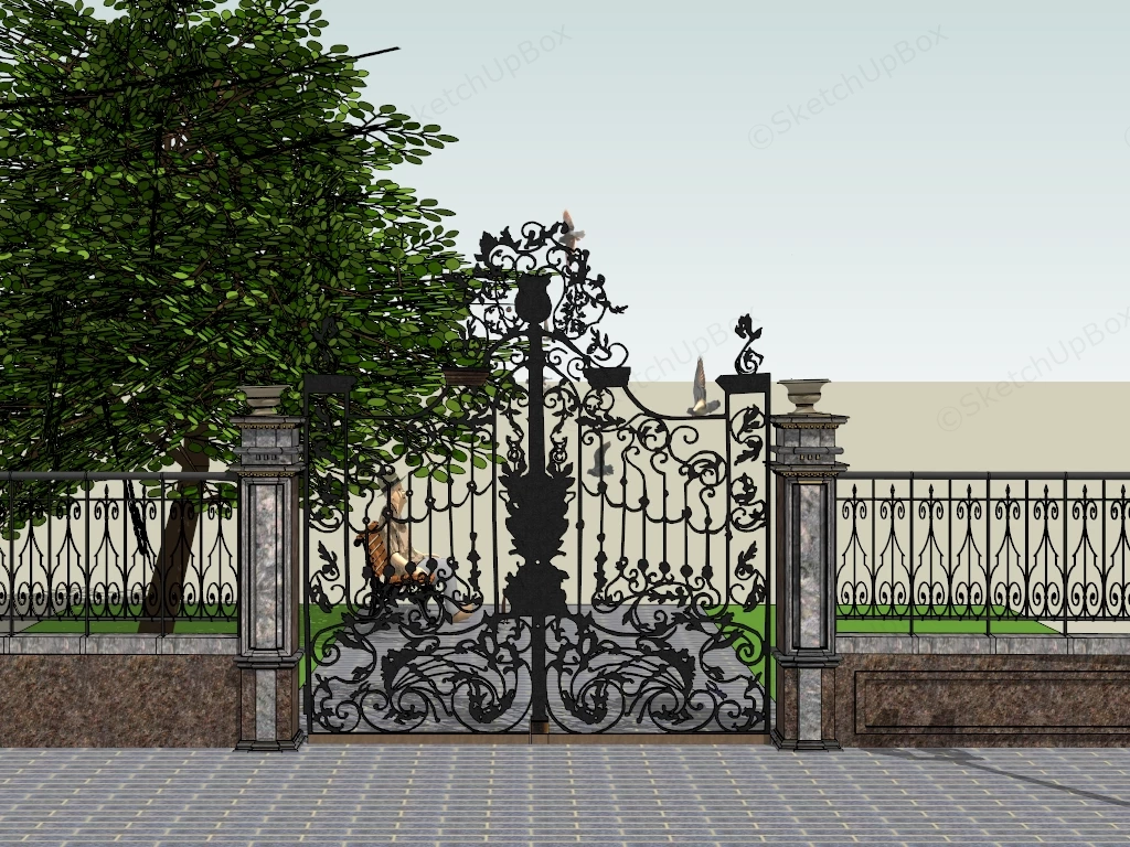 Wrought Iron Gate And Fences sketchup model preview - SketchupBox