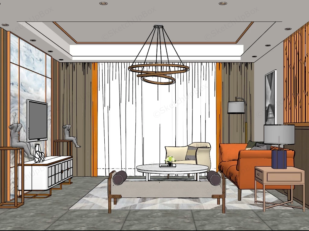 Mid Century Modern Room Decor sketchup model preview - SketchupBox