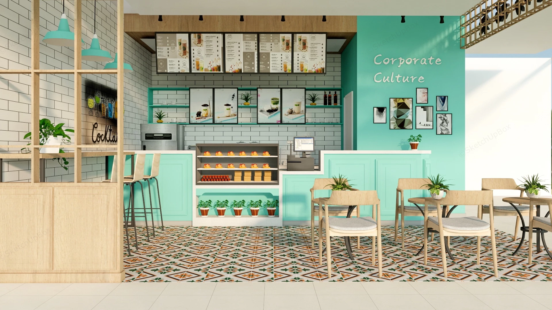 Small Bubble Tea Shop Design sketchup model preview - SketchupBox
