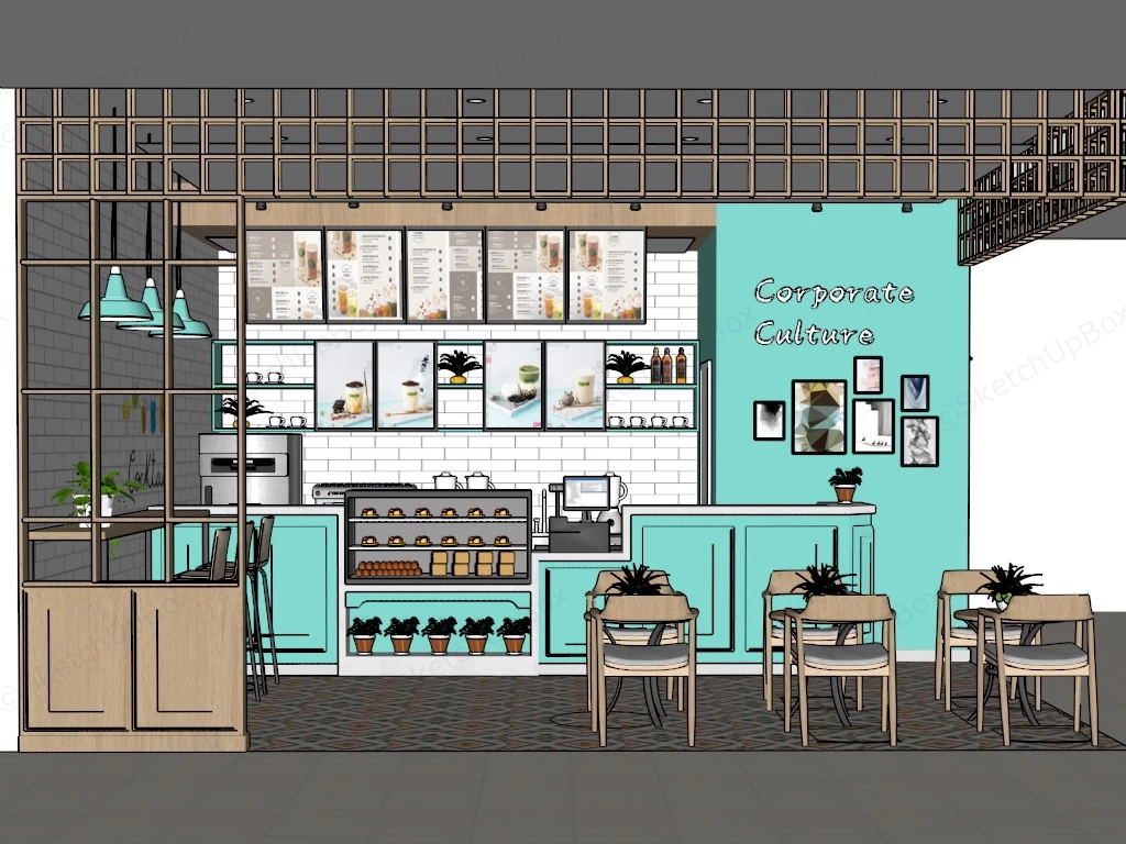 Small Bubble Tea Shop Design sketchup model preview - SketchupBox