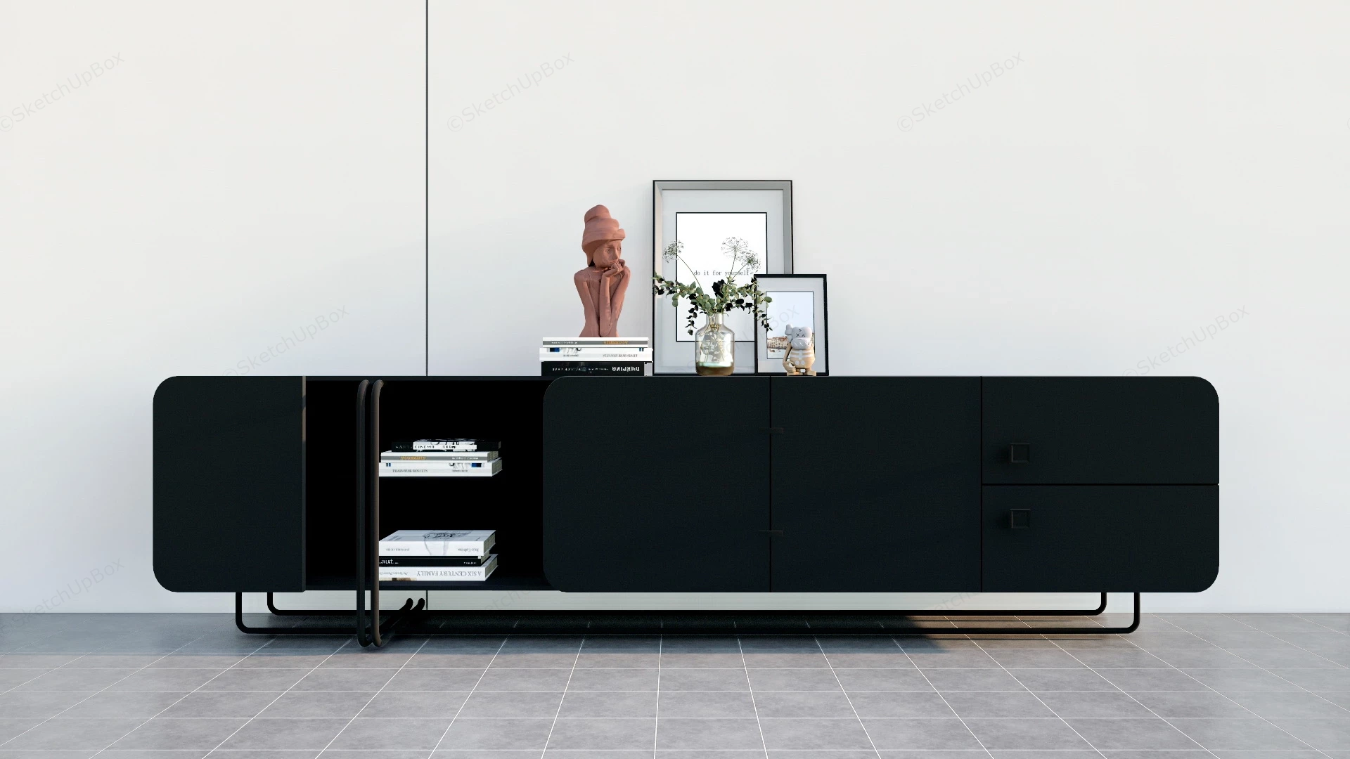 Black Accent Cabinet sketchup model preview - SketchupBox