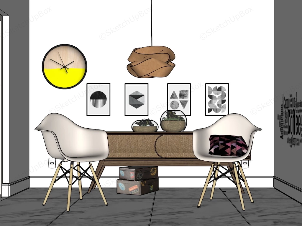 Accent Chairs And Sideboard sketchup model preview - SketchupBox