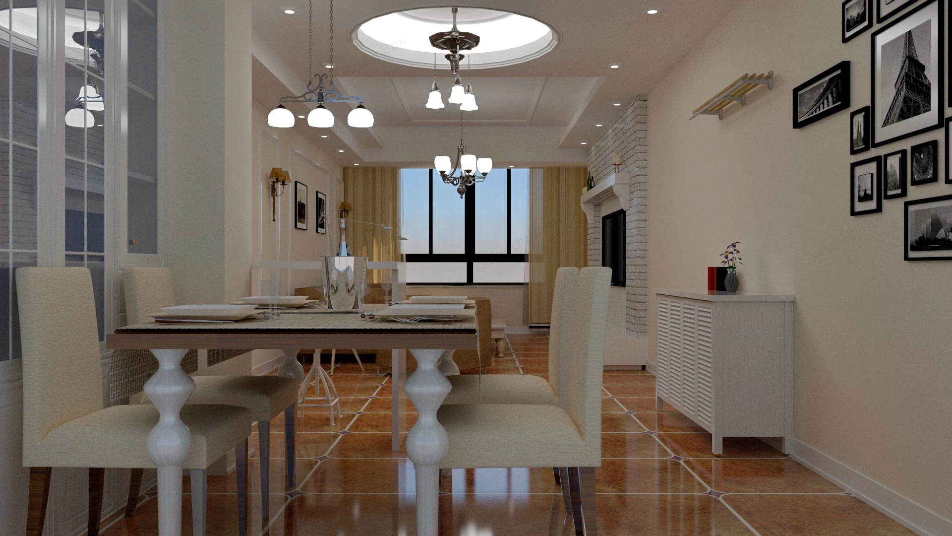 Living Room And Dining Room Combo sketchup model preview - SketchupBox