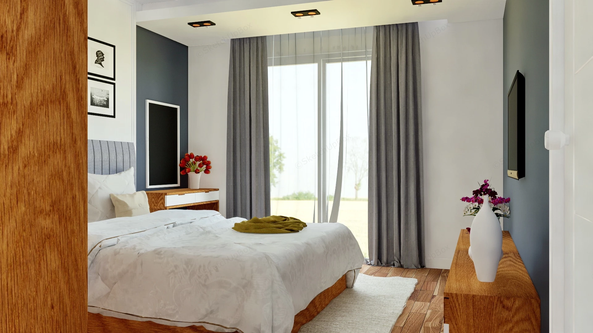 Bedroom With Dressing Table Design sketchup model preview - SketchupBox