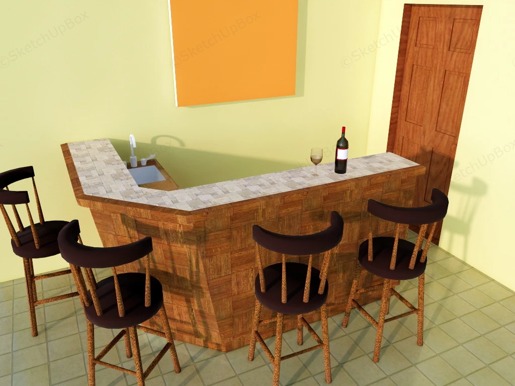 Small Home Bar Design sketchup model preview - SketchupBox