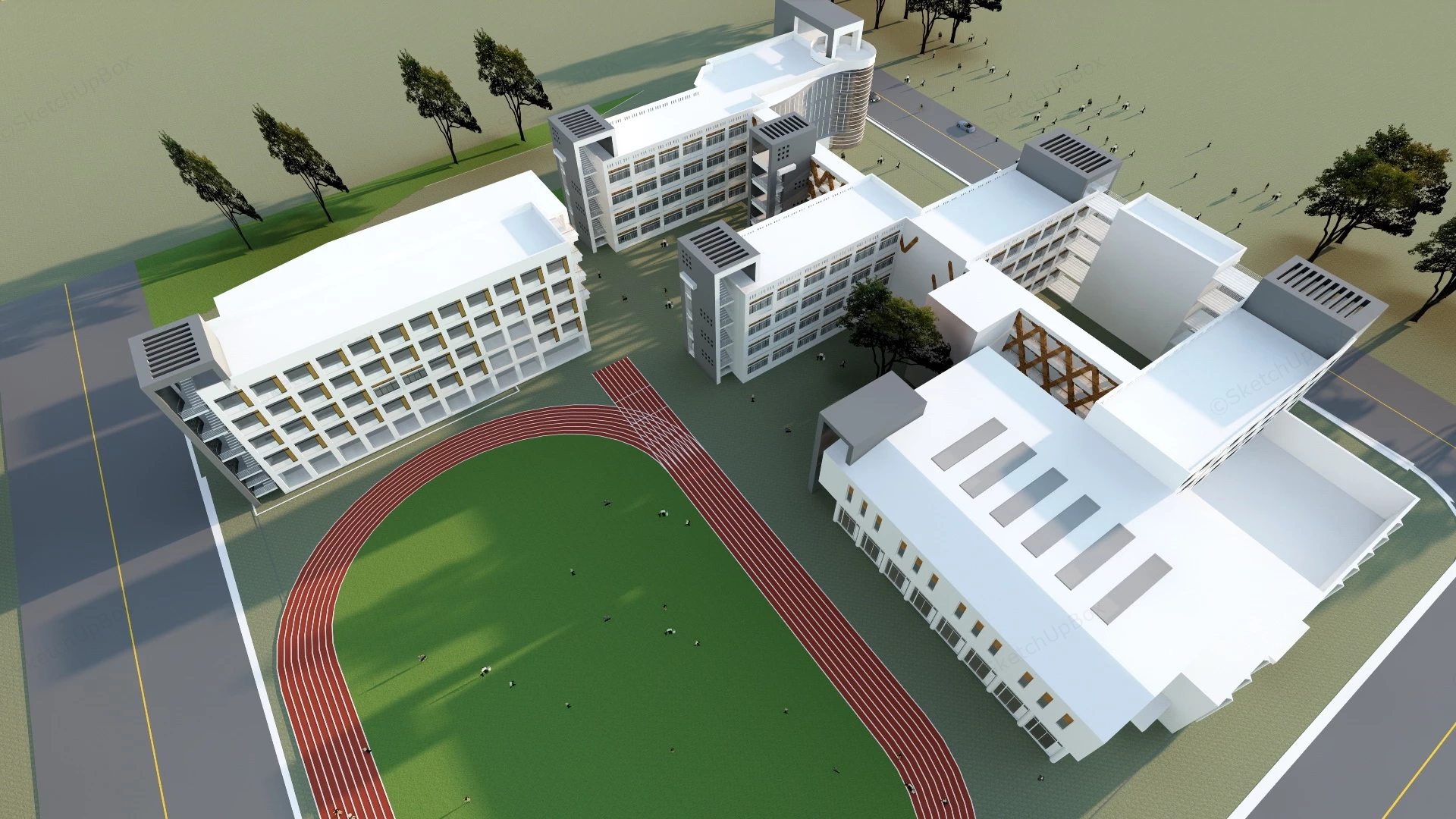 Middle School Building Design sketchup model preview - SketchupBox