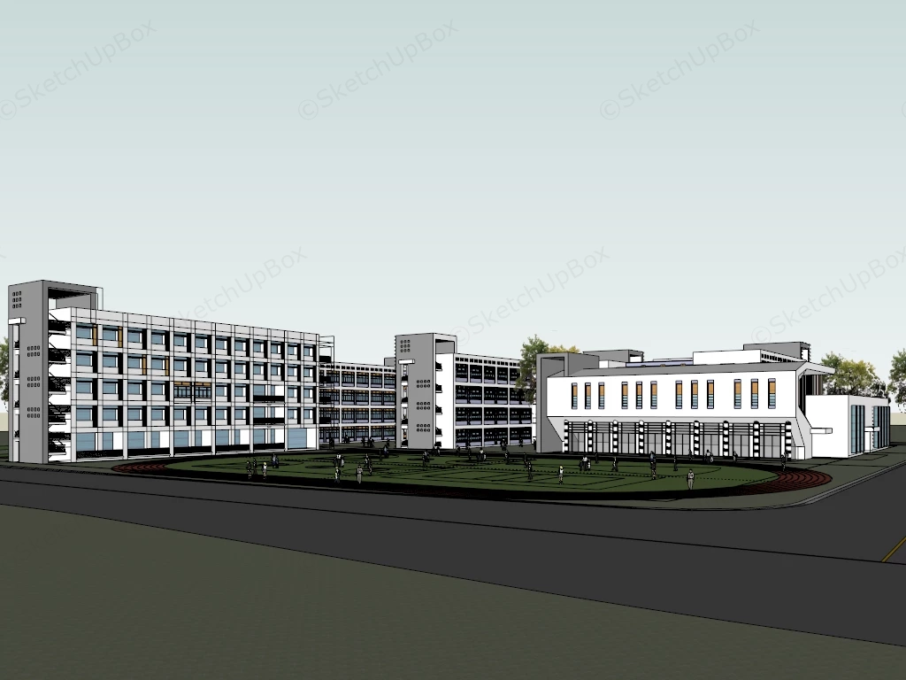 Middle School Building Design sketchup model preview - SketchupBox