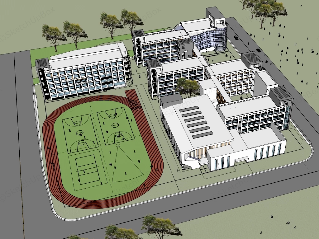Middle School Building Design sketchup model preview - SketchupBox