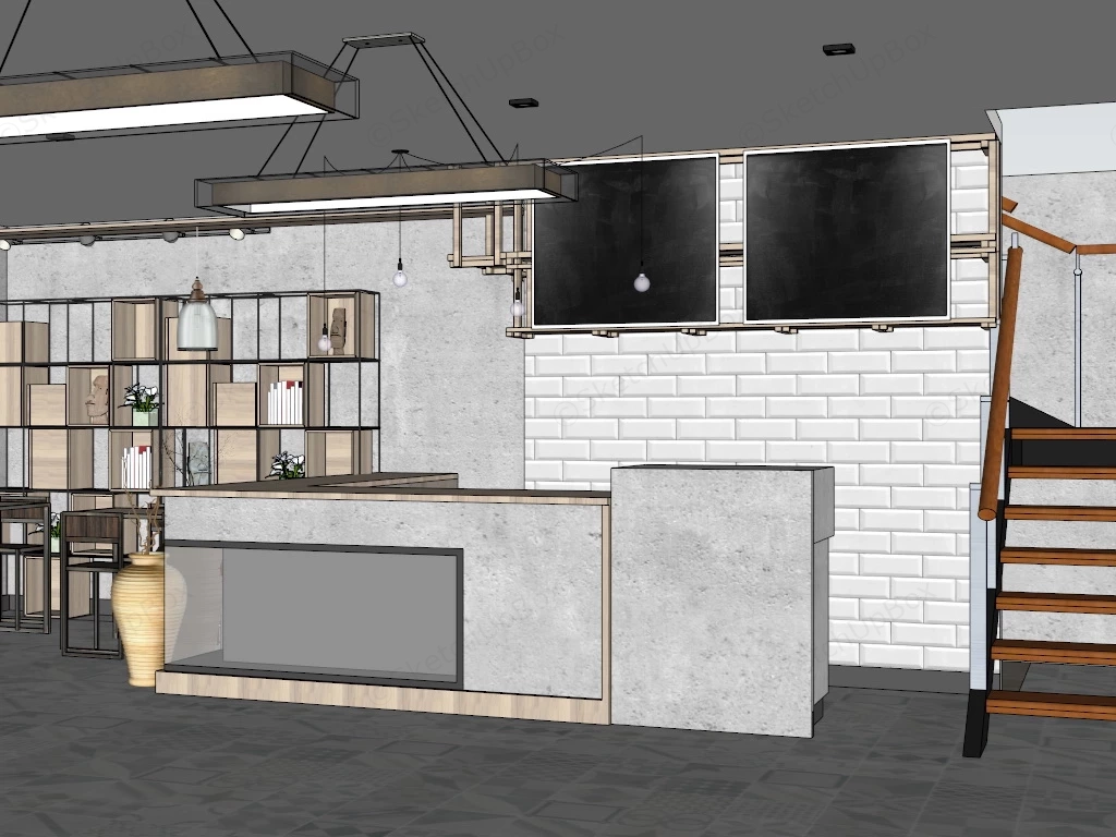 Modern Coffee Shop Design Idea sketchup model preview - SketchupBox