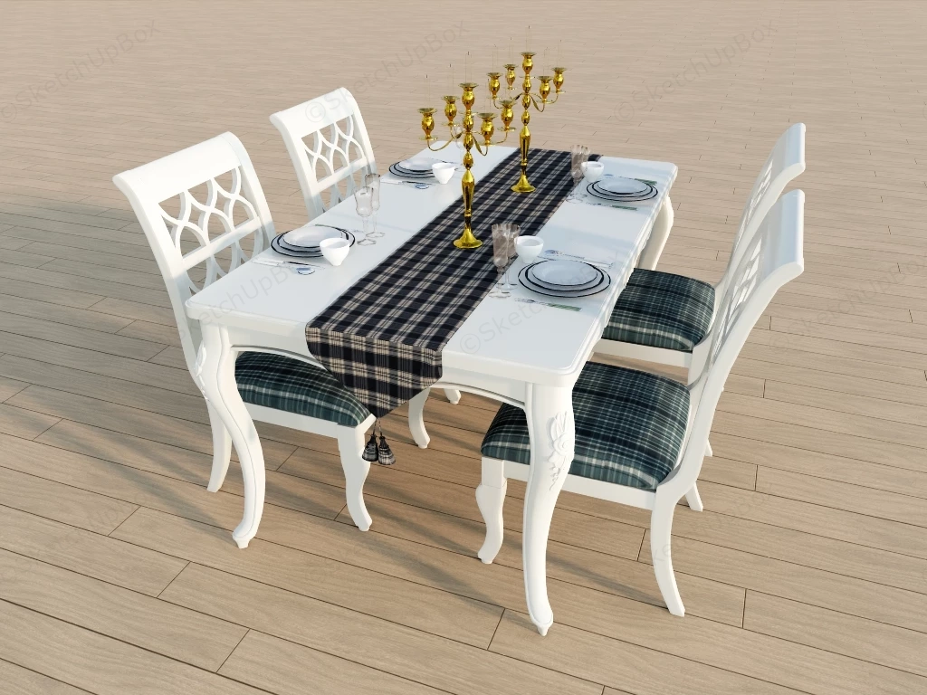 White Dining Table Set sketchup model preview - SketchupBox