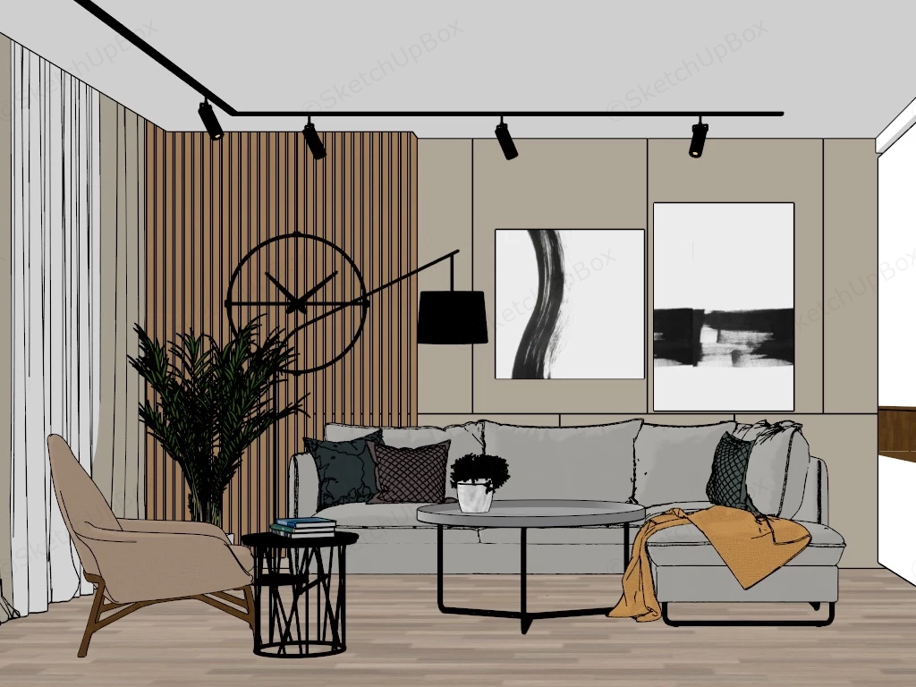Small Living Room Design sketchup model preview - SketchupBox