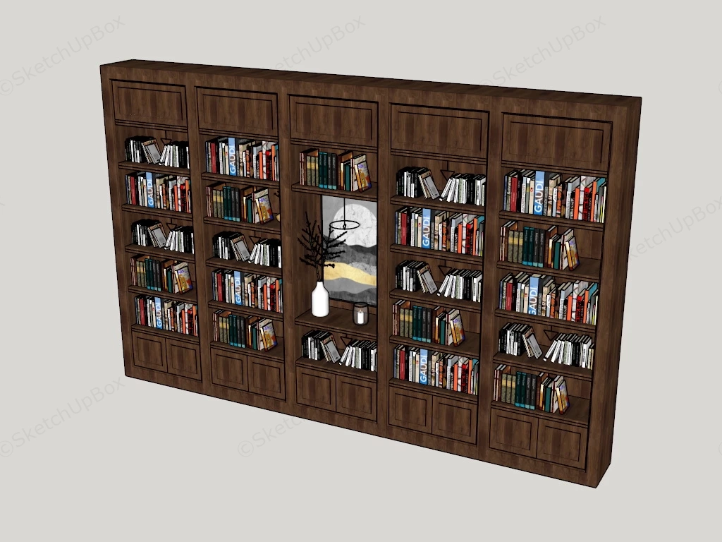 Full Wall Bookcase sketchup model preview - SketchupBox