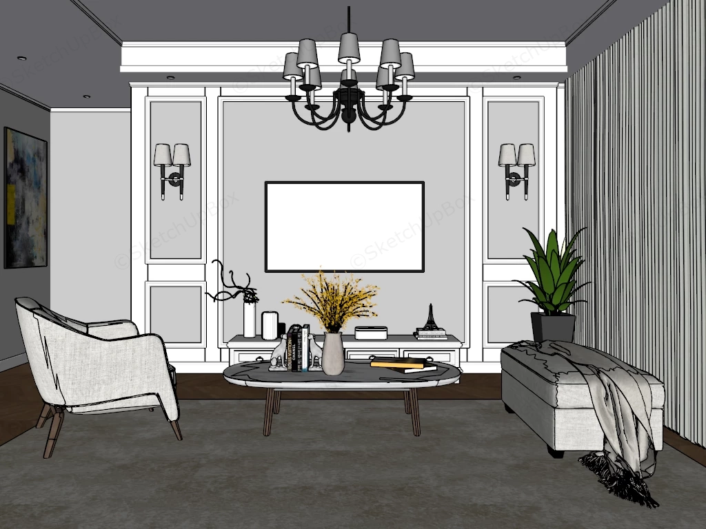 Small Living Room Idea sketchup model preview - SketchupBox